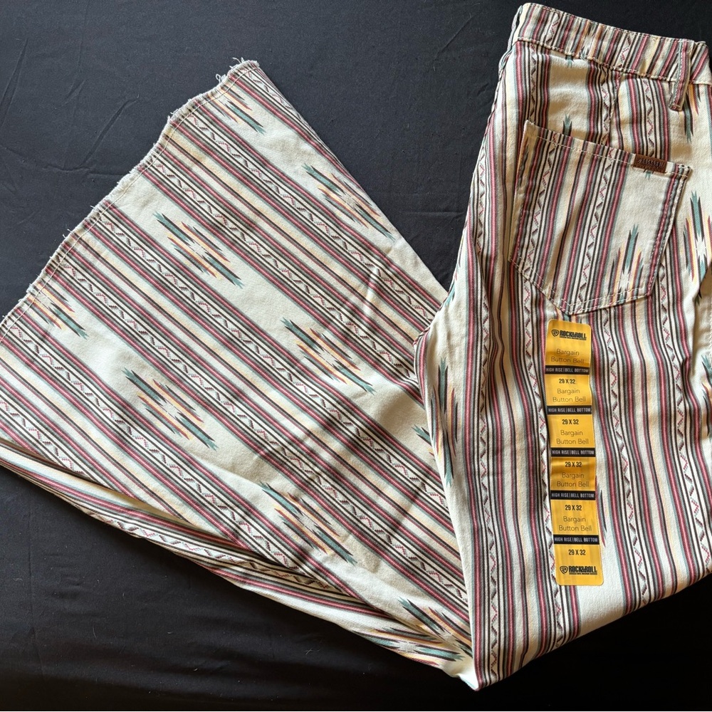 Vintage Striped Flare Jeans
